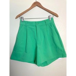 Danielle Bernstein Shorts Womens 4 Trouser Green Stretch Herringbone Twill